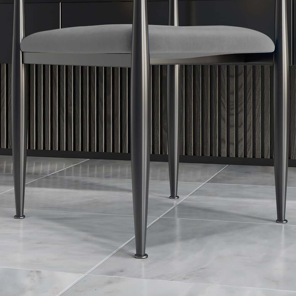 Modern Velvet Arm Chair Set - Solid Back, Metal Legs