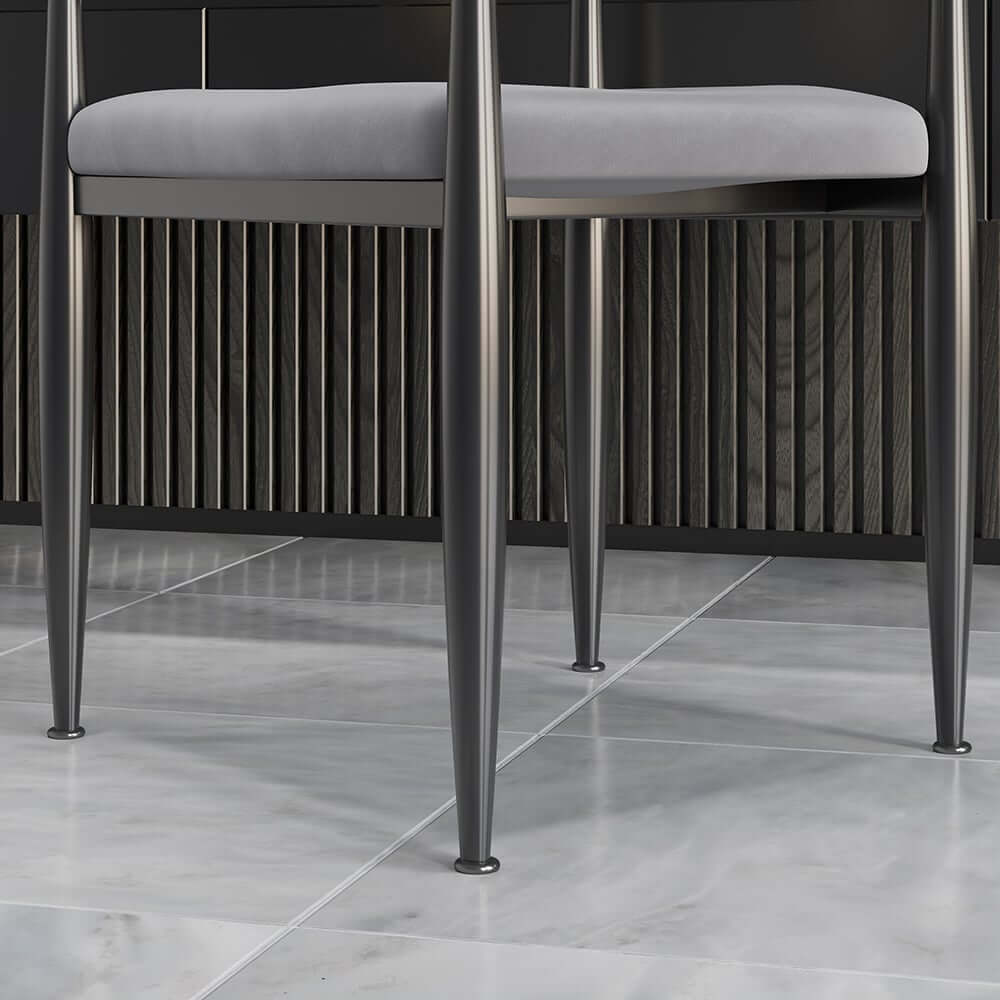 Modern Velvet Arm Chair Set - Solid Back, Metal Legs