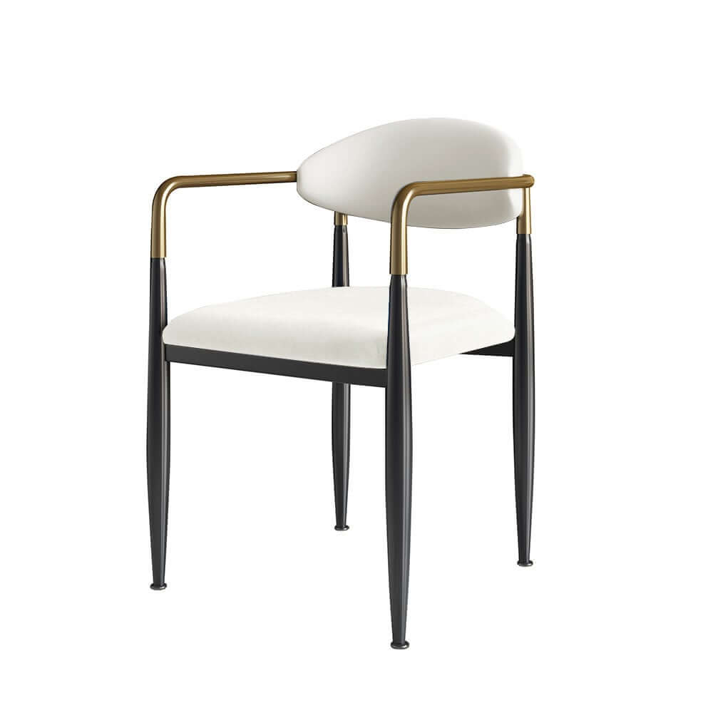 Modern Velvet Arm Chair Set - Solid Back, Metal Legs