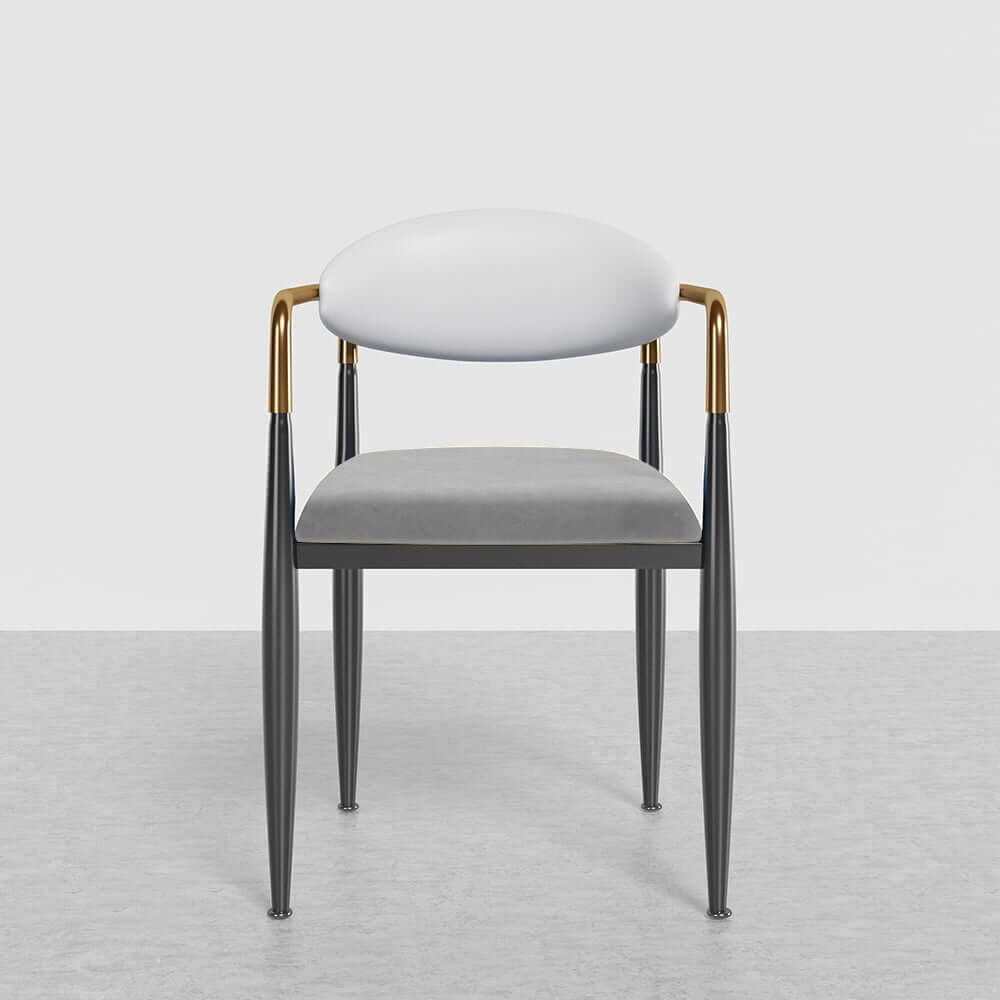 Modern Velvet Arm Chair Set - Solid Back, Metal Legs