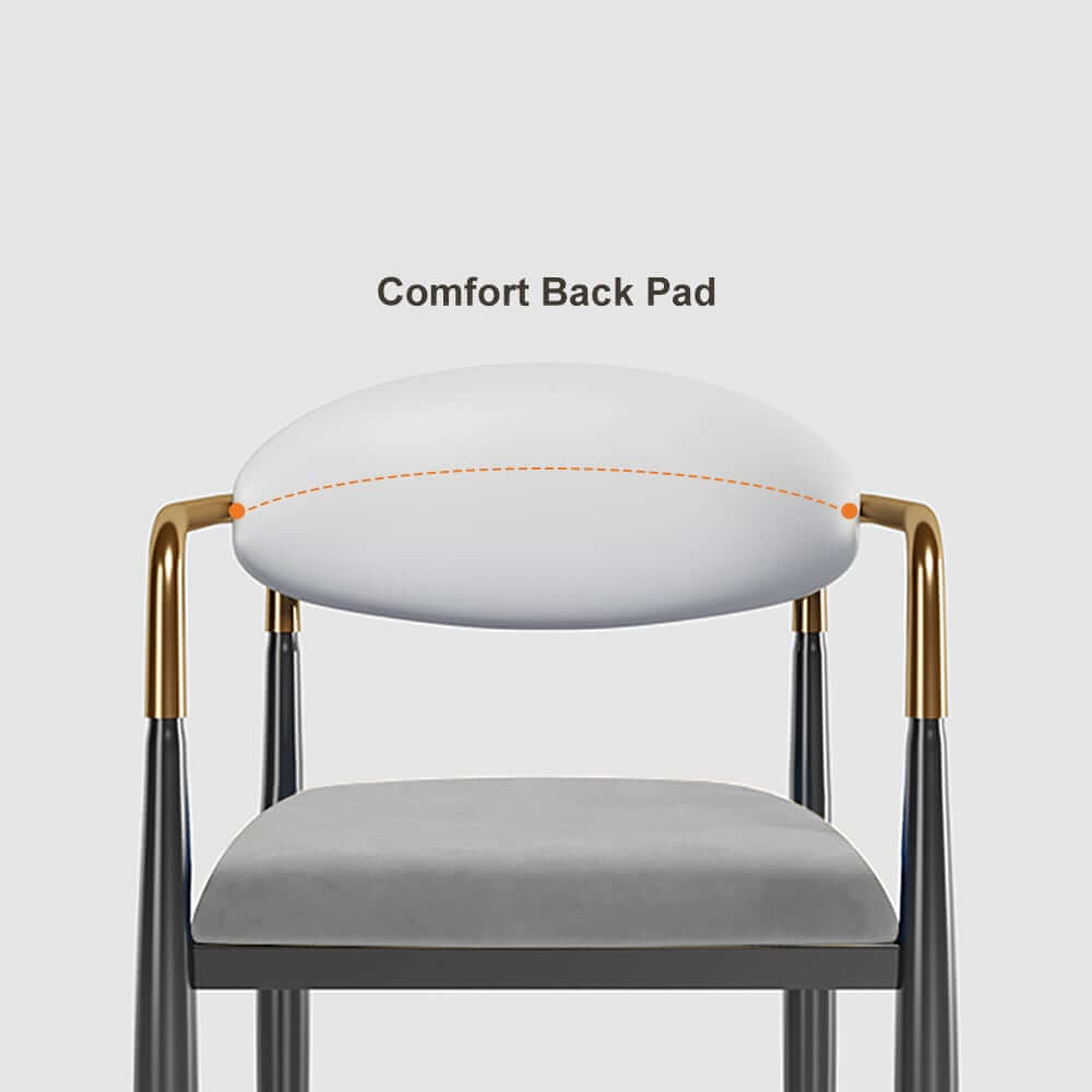 Modern Velvet Arm Chair Set - Solid Back, Metal Legs