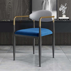 Modern Velvet Arm Chair Set - Solid Back, Metal Legs
