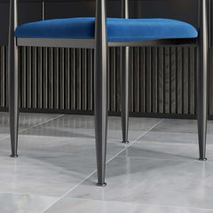 Modern Velvet Arm Chair Set - Solid Back, Metal Legs