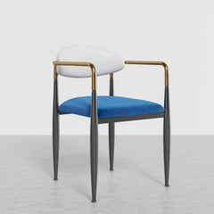 Modern Velvet Arm Chair Set - Solid Back, Metal Legs