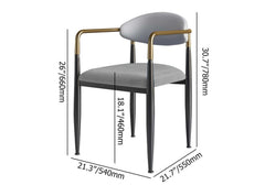 Modern Velvet Arm Chair Set - Solid Back, Metal Legs Dimensions