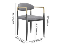 Modern Velvet Arm Chair Set - Solid Back, Metal Legs Dimensions