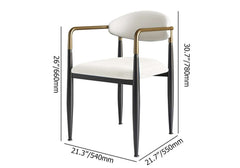 Modern Velvet Arm Chair Set - Solid Back, Metal Legs Dimensions