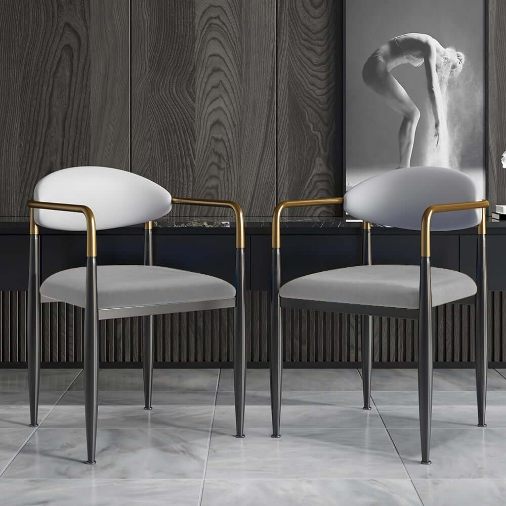 Modern Velvet Arm Chair Set - Solid Back, Metal Legs Main Product Image