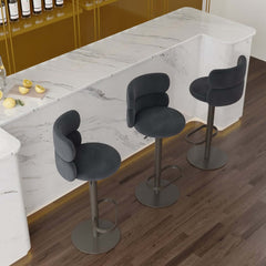 Modern Velvet Bar Stool With Adjustable Height And Swivel