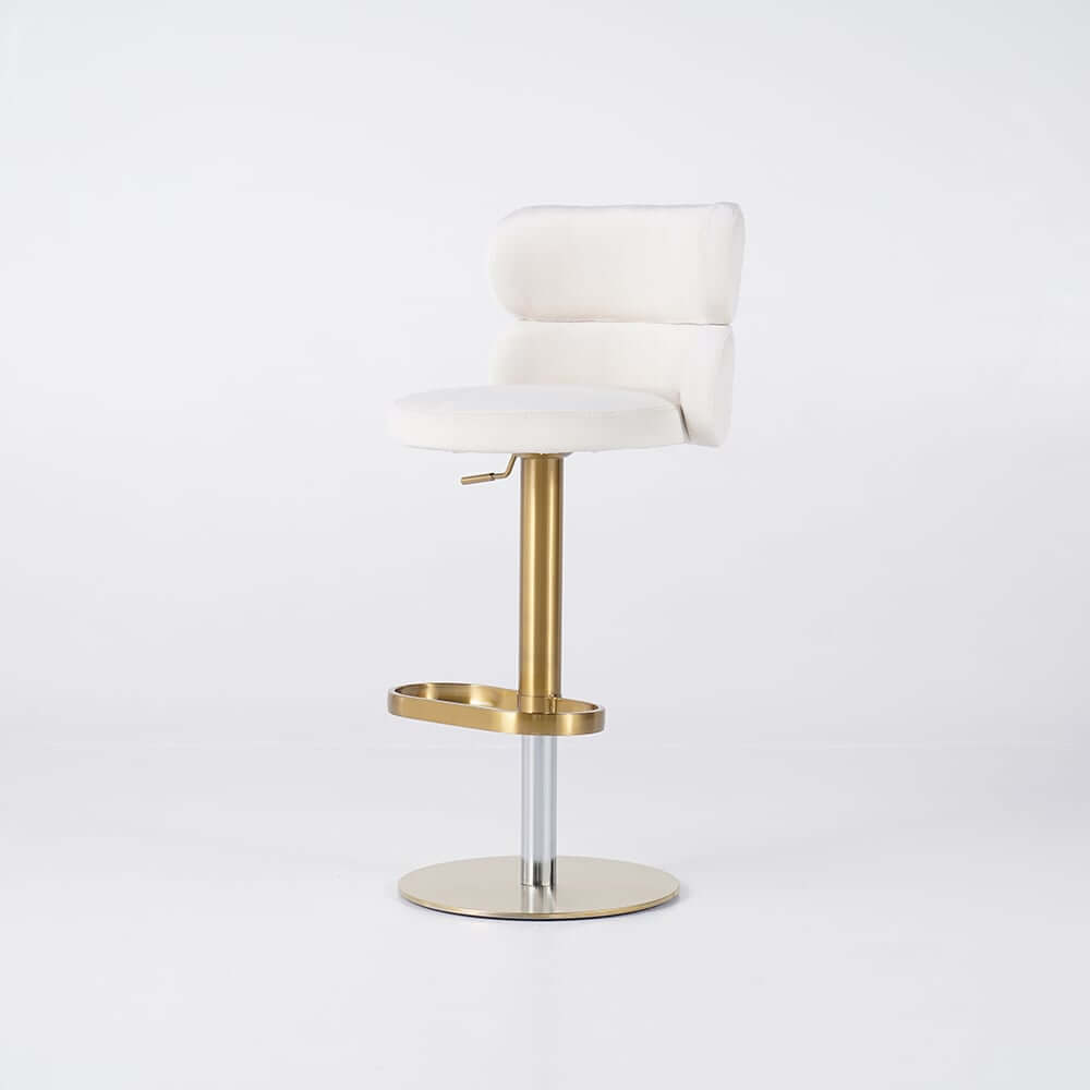 Modern Velvet Bar Stool With Adjustable Height And Swivel