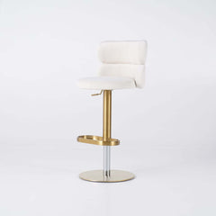 Modern Velvet Bar Stool With Adjustable Height And Swivel