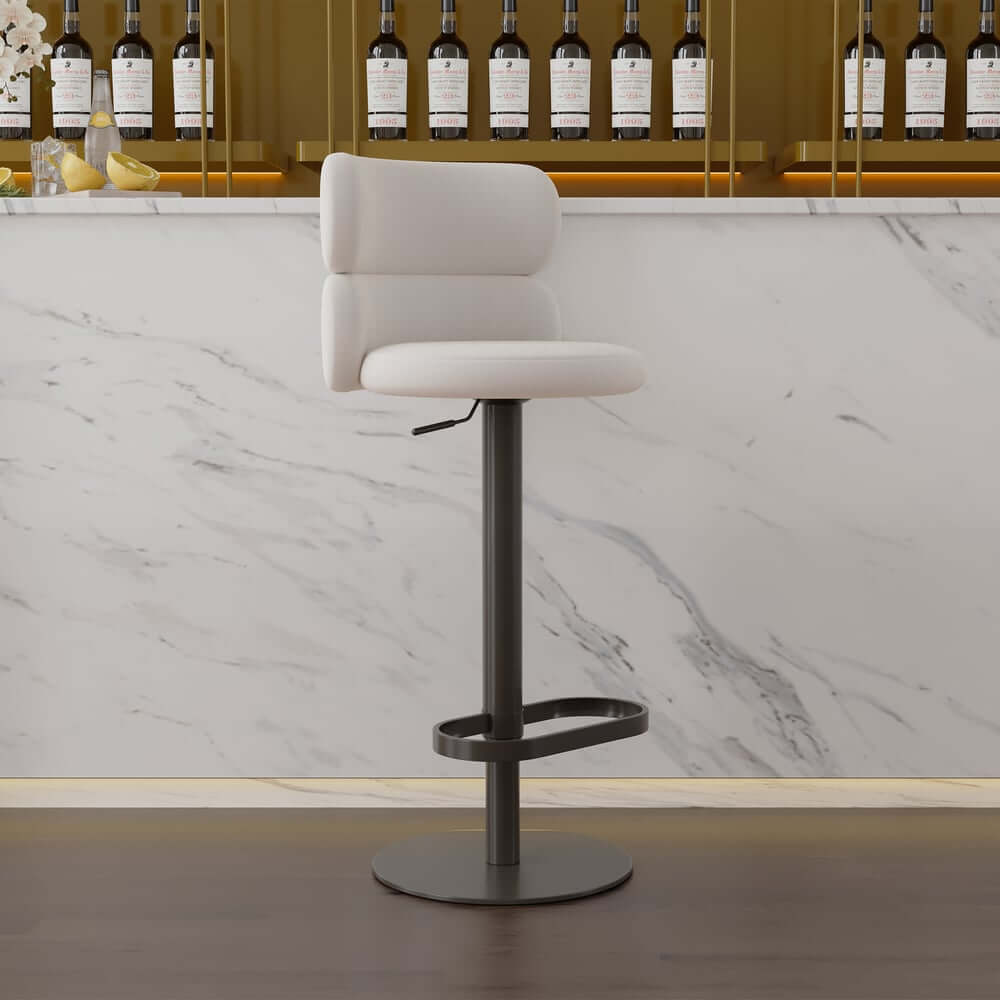 Modern Velvet Bar Stool With Adjustable Height And Swivel