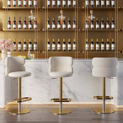 Modern Velvet Bar Stool With Adjustable Height And Swivel