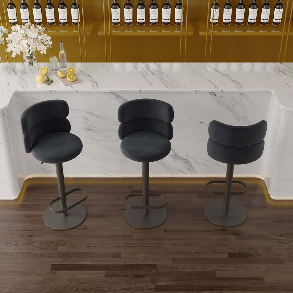 Modern Velvet Bar Stool With Adjustable Height And Swivel