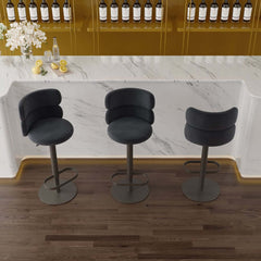 Modern Velvet Bar Stool With Adjustable Height And Swivel