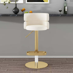 Modern Velvet Bar Stool With Adjustable Height And Swivel