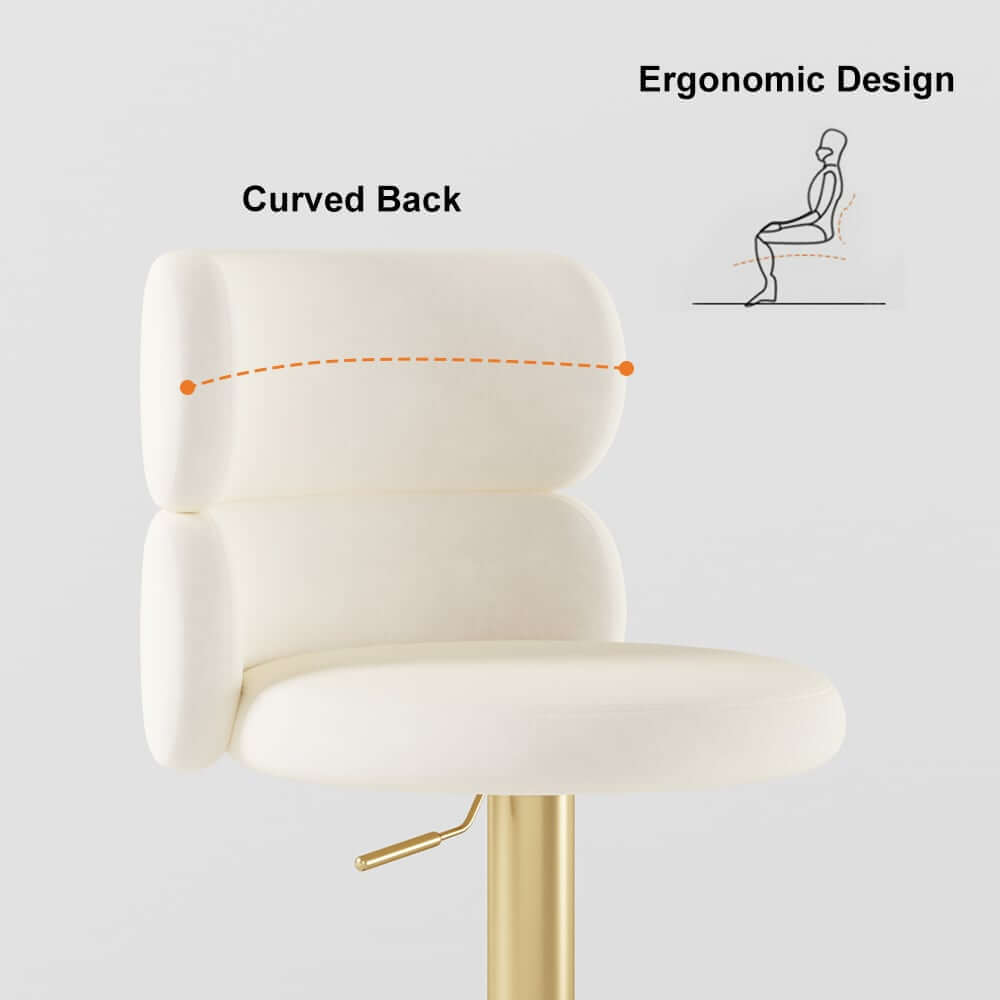Modern Velvet Bar Stool With Adjustable Height And Swivel