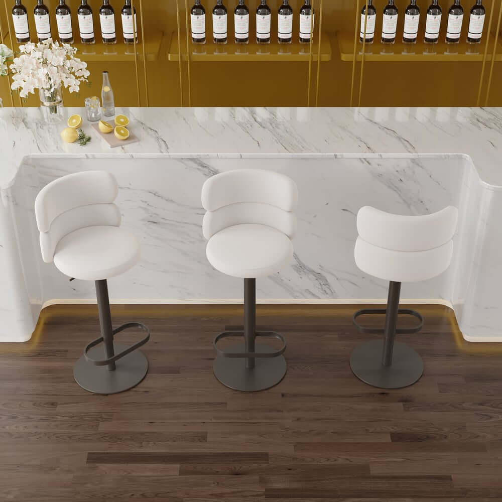 Modern Velvet Bar Stool With Adjustable Height And Swivel