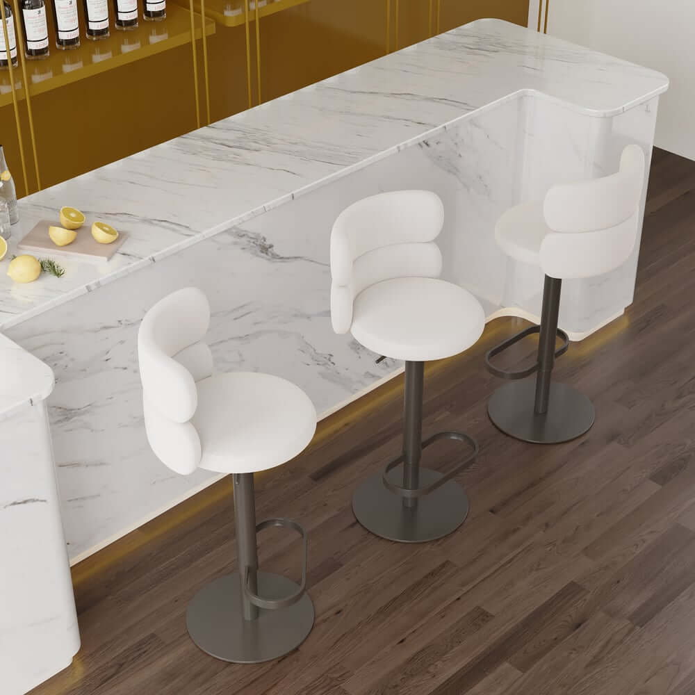 Modern Velvet Bar Stool With Adjustable Height And Swivel