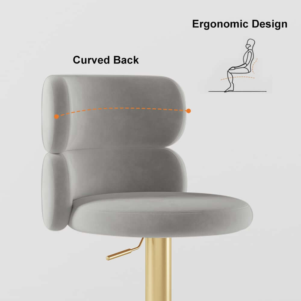 Modern Velvet Bar Stool With Adjustable Height And Swivel
