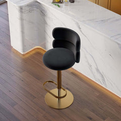 Modern Velvet Bar Stool With Adjustable Height And Swivel