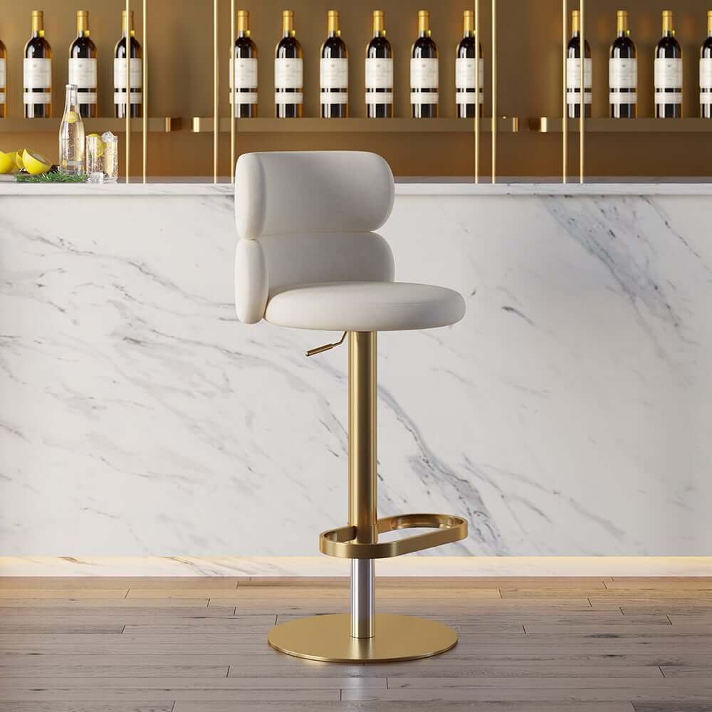 Modern Velvet Bar Stool With Adjustable Height And Swivel