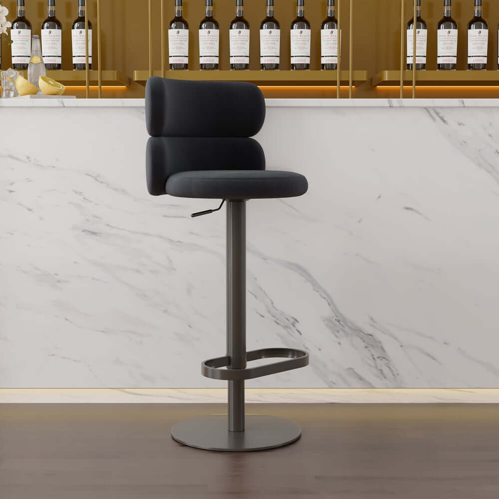 Modern Velvet Bar Stool With Adjustable Height And Swivel