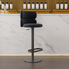 Modern Velvet Bar Stool With Adjustable Height And Swivel