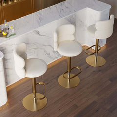 Modern Velvet Bar Stool With Adjustable Height And Swivel