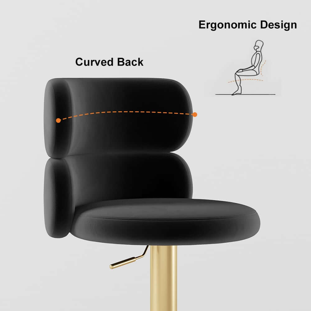 Modern Velvet Bar Stool With Adjustable Height And Swivel