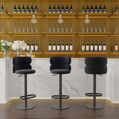 Modern Velvet Bar Stool With Adjustable Height And Swivel