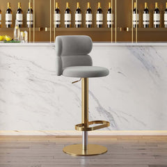 Modern Velvet Bar Stool With Adjustable Height And Swivel
