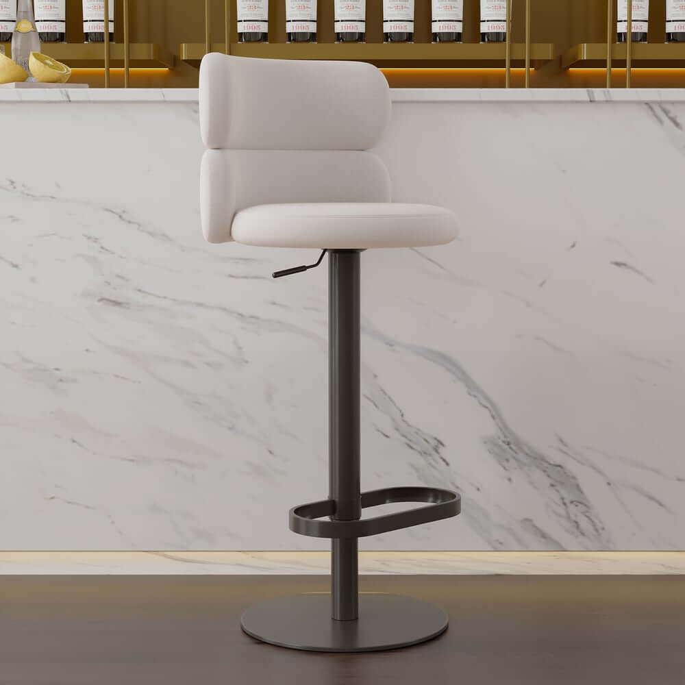 Modern Velvet Bar Stool With Adjustable Height And Swivel