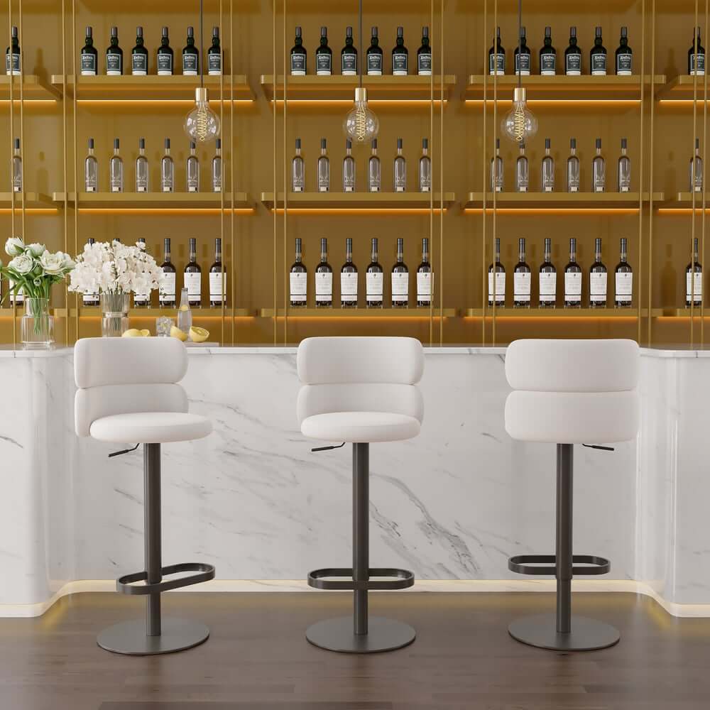 Modern Velvet Bar Stool With Adjustable Height And Swivel