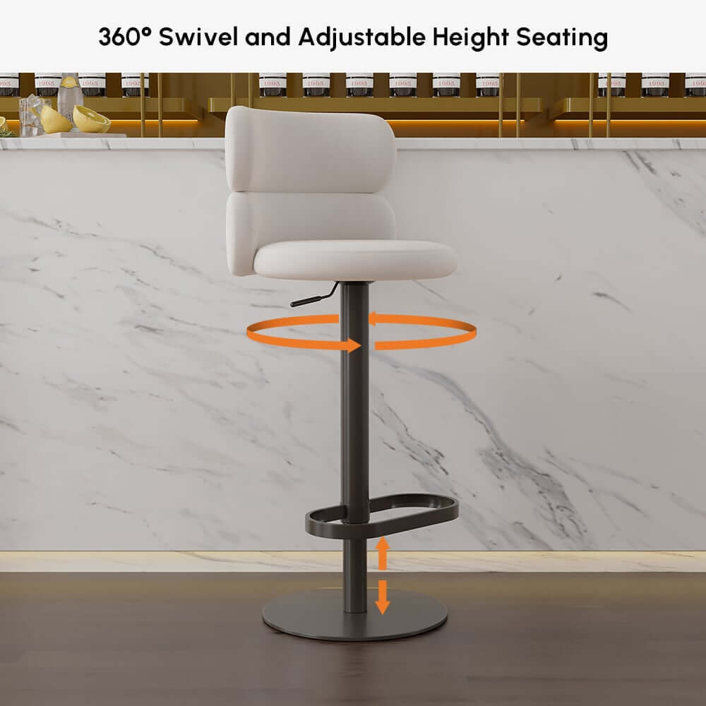 Modern Velvet Bar Stool With Adjustable Height And Swivel