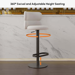 Modern Velvet Bar Stool With Adjustable Height And Swivel