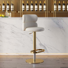 Modern Velvet Bar Stool With Adjustable Height And Swivel