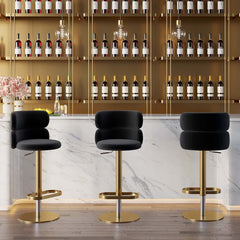 Modern Velvet Bar Stool With Adjustable Height And Swivel