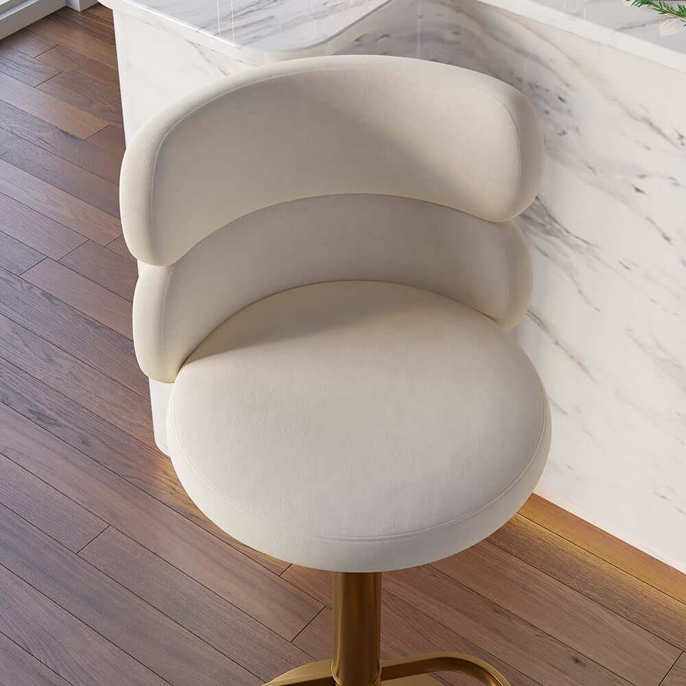 Modern Velvet Bar Stool With Adjustable Height And Swivel