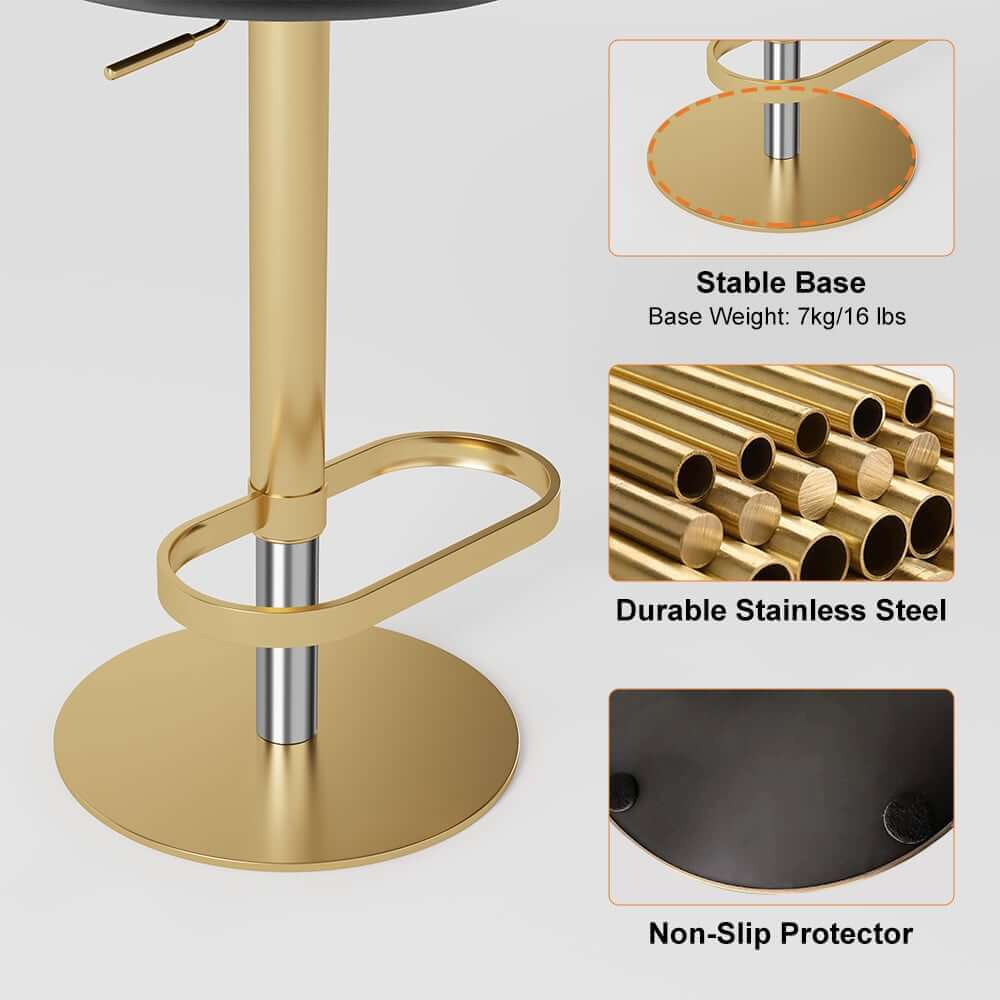Modern Velvet Bar Stool With Adjustable Height And Swivel
