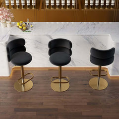Modern Velvet Bar Stool With Adjustable Height And Swivel