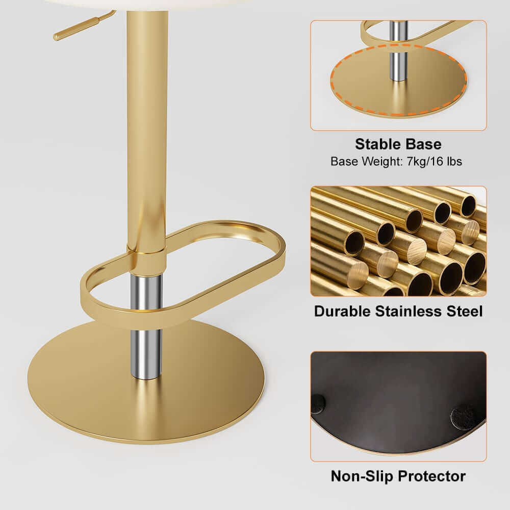 Modern Velvet Bar Stool With Adjustable Height And Swivel