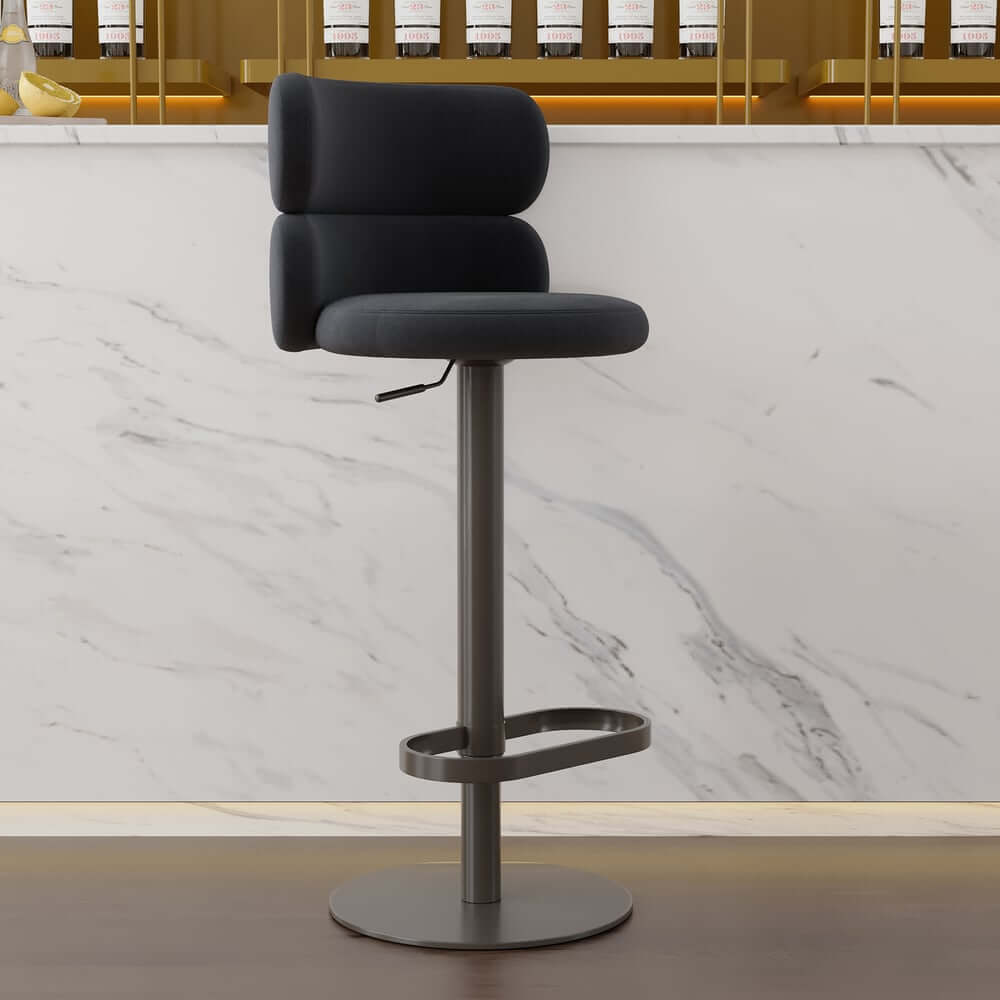 Modern Velvet Bar Stool With Adjustable Height And Swivel