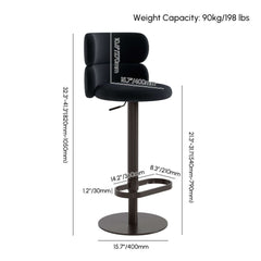 Modern Velvet Bar Stool With Adjustable Height And Swivel Dimensions