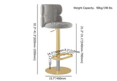 Modern Velvet Bar Stool With Adjustable Height And Swivel Dimensions