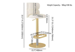 Modern Velvet Bar Stool With Adjustable Height And Swivel Dimensions