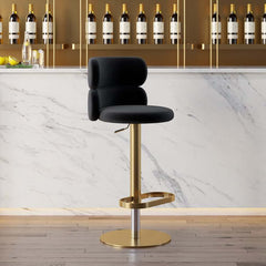 Modern Velvet Bar Stool With Adjustable Height And Swivel Main Product Image