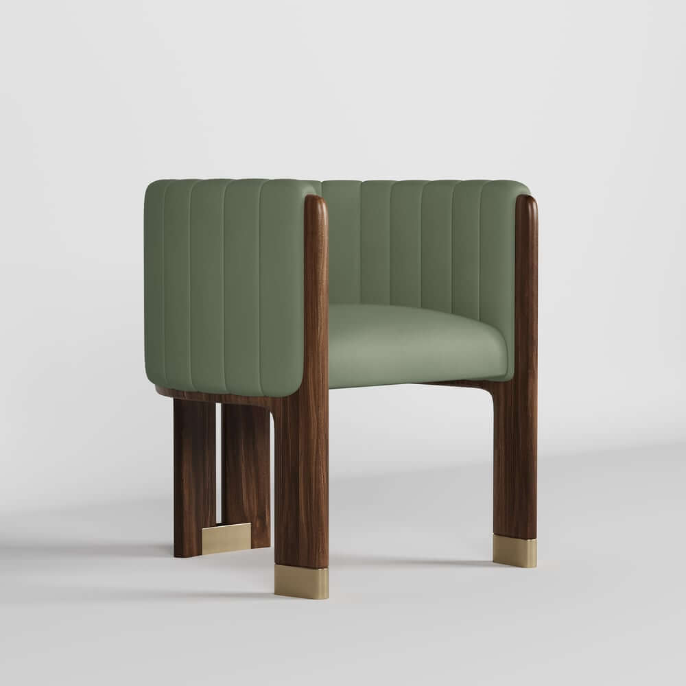 Modern Velvet Barrel Chair With Birch Legs