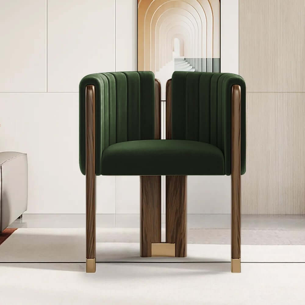Modern Velvet Barrel Chair With Birch Legs
