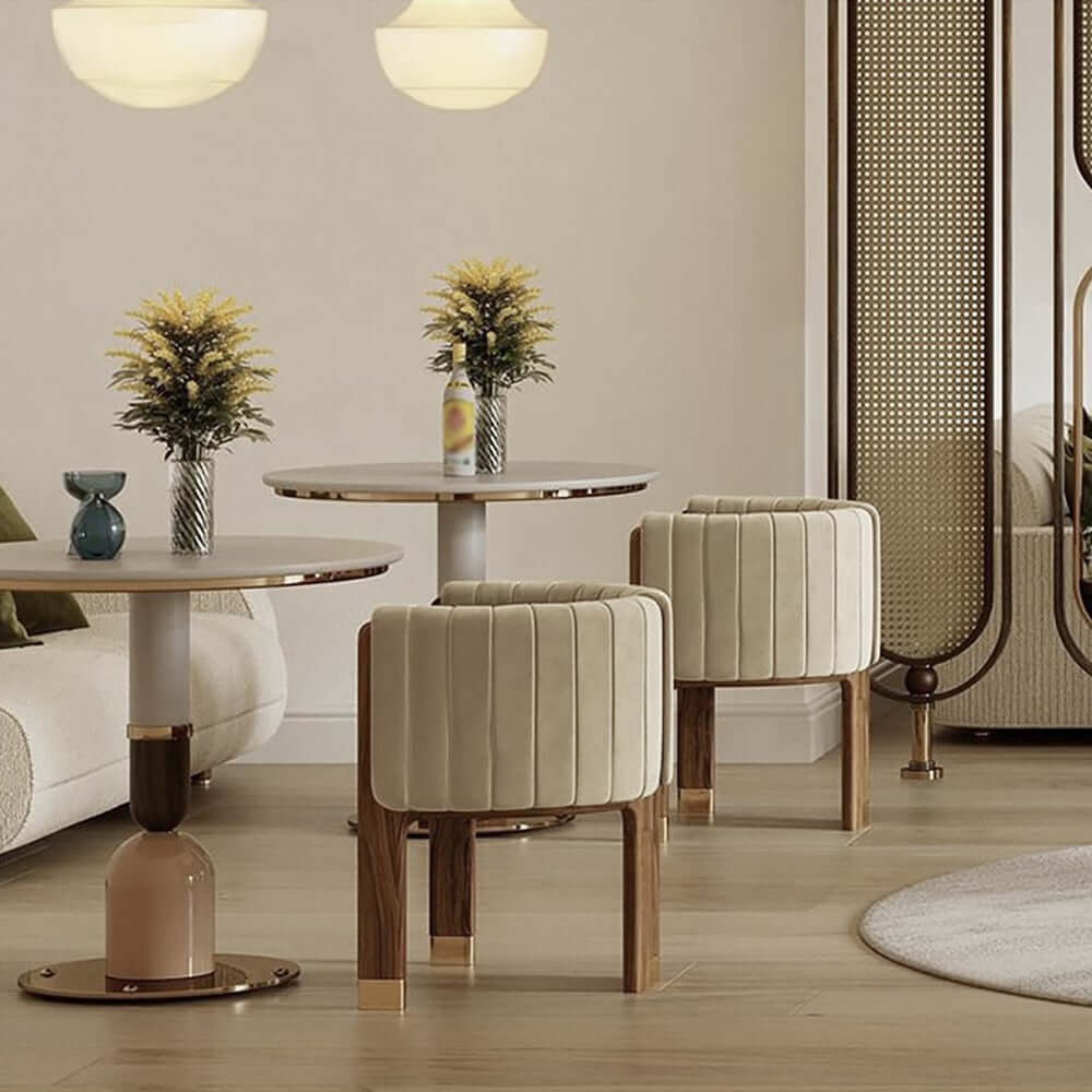 Modern Velvet Barrel Chair With Birch Legs